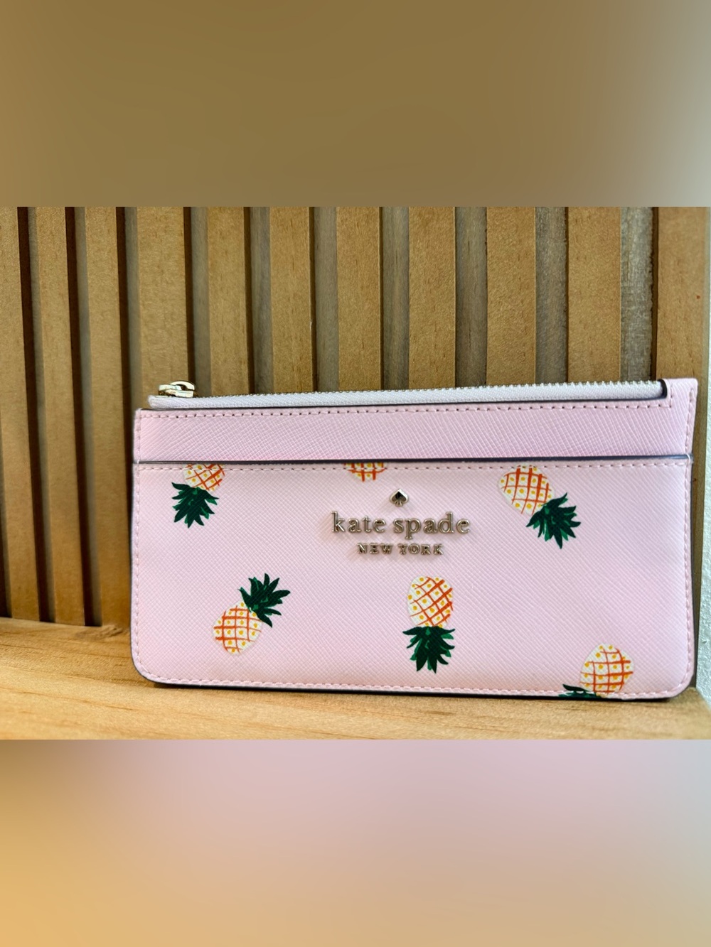 kate spade pink pineapple zip pouch